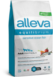 ALLEVA EQUILIBRIUM SENSITIVE OCEAN FISH ADULT MINI/MEDIUM (2 кг) с рыбой для взр. собак мелких и средних пород SALE 50% срок годности 30.05.2024 - фото